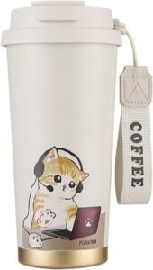 Funkrin Coffee Travel Mug with Straw & Flip Li