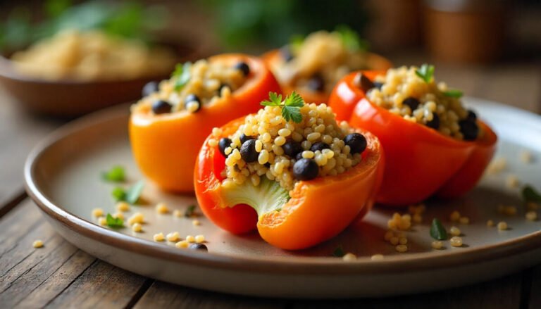 Stuffed Bell Peppers with Quinoa & Black Beans