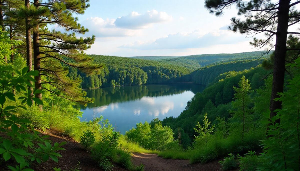 Beautiful view of a Minnesota state park with forests, lakes, and hiking trails — a natural getaway