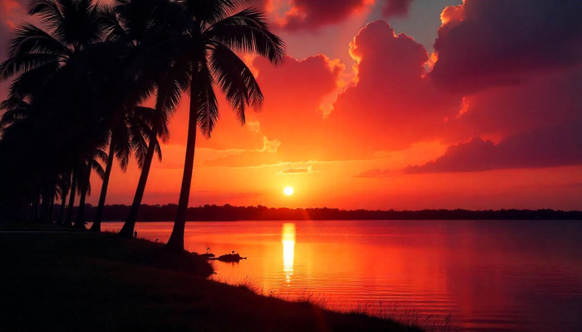 Romantic Lakeside Sunsets in Florida