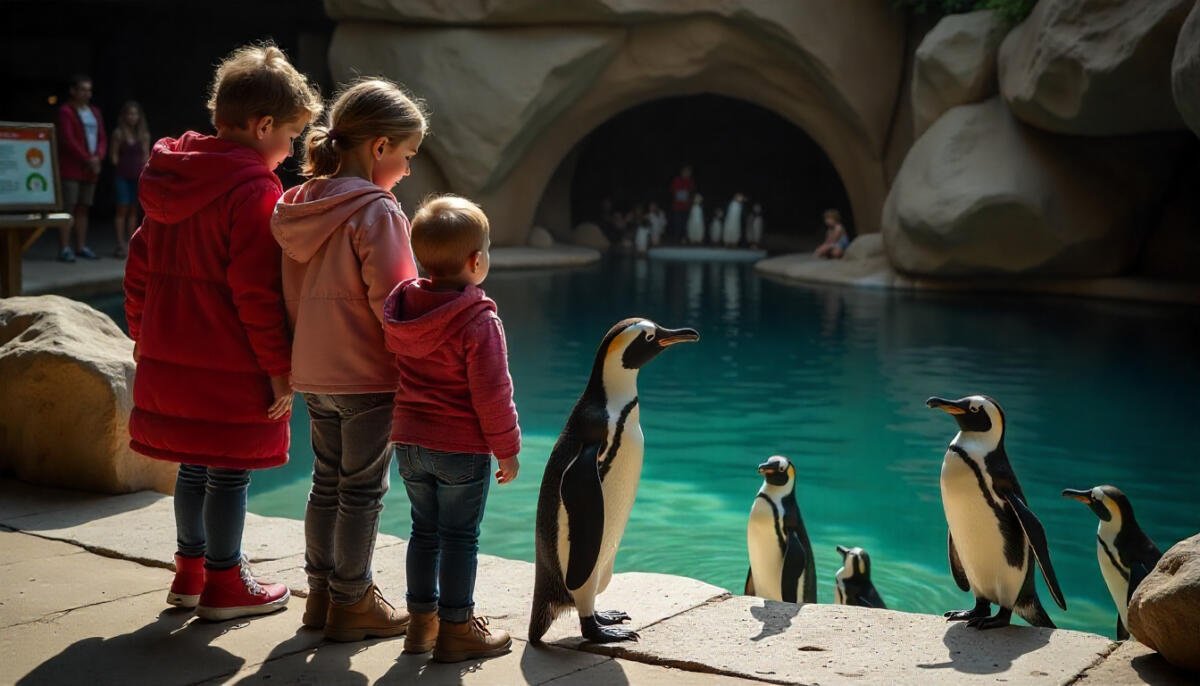 Family enjoying a day at one of Ohio’s top zoos, with children watching animals and exhibits.