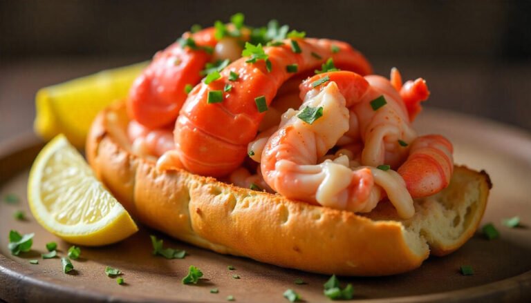 Fresh lobster roll served on a toasted bun with butter and herbs, representing Ohio’s top seafood spots.