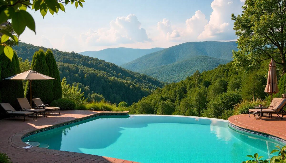 “Luxury and family friendly resorts in Pennsylvania – scenic Pocono Mountains resort view with spa and nature backdrop.