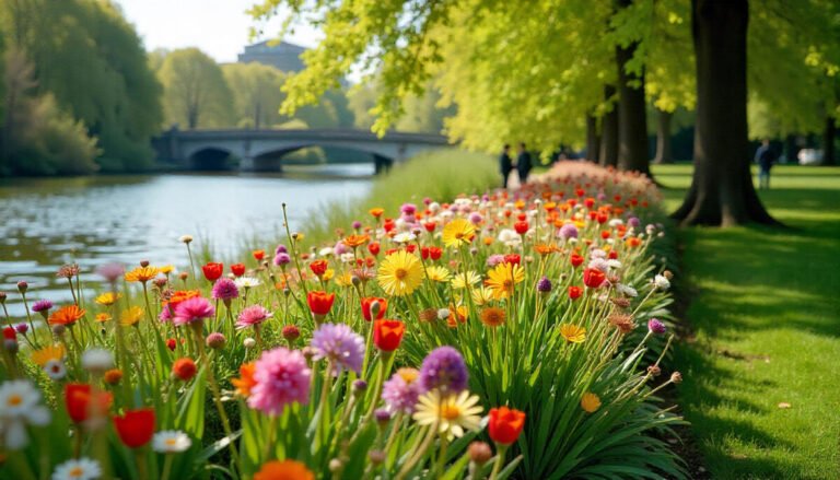 Battersea Park – Colourful Spring Flower Beds and Riverside Views