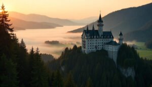 Beautiful historic castle in Canada surrounded by scenic landscape