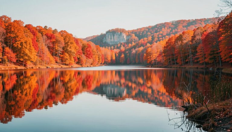 Lake Lure & Chimney Rock – Fall Colors with Reflections