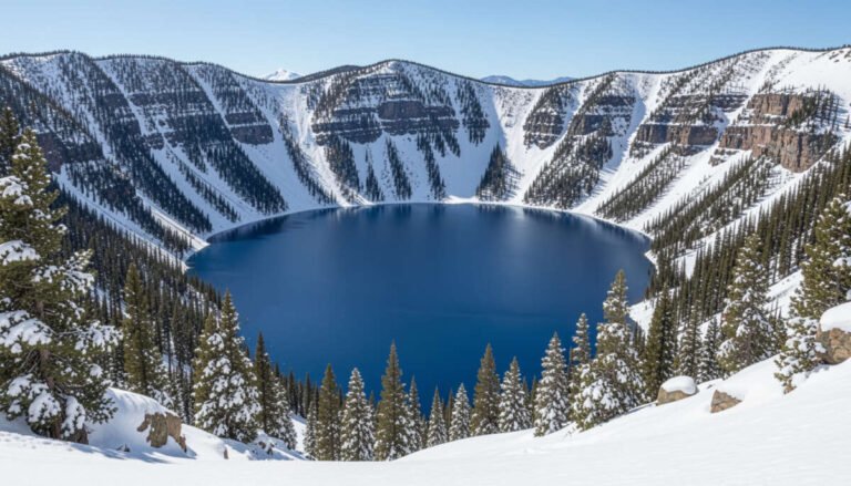 Crater Lake National Park – Deep Snow Around a Blue Crater