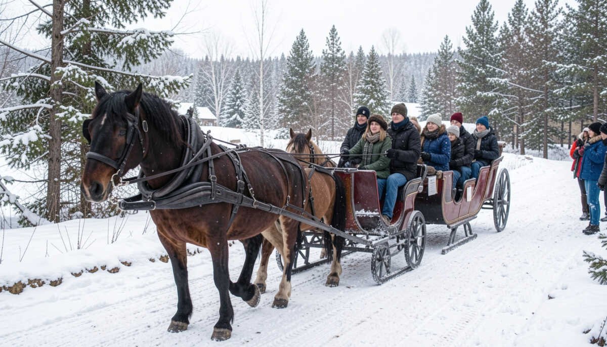 Horse drawn sleigh rides in Stowe, Vermont
