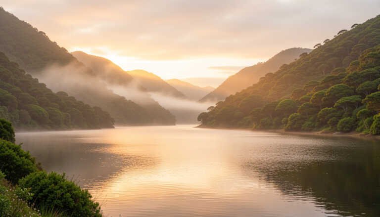 Patagonia Lake – Green Landscape & Soft, Romantic Light